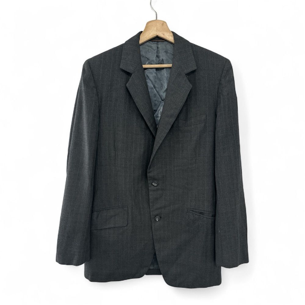 Vintage Gray Wool Pinstripe Suit Jacket Men’s 42 Regular Bolter’s Retro Blazer